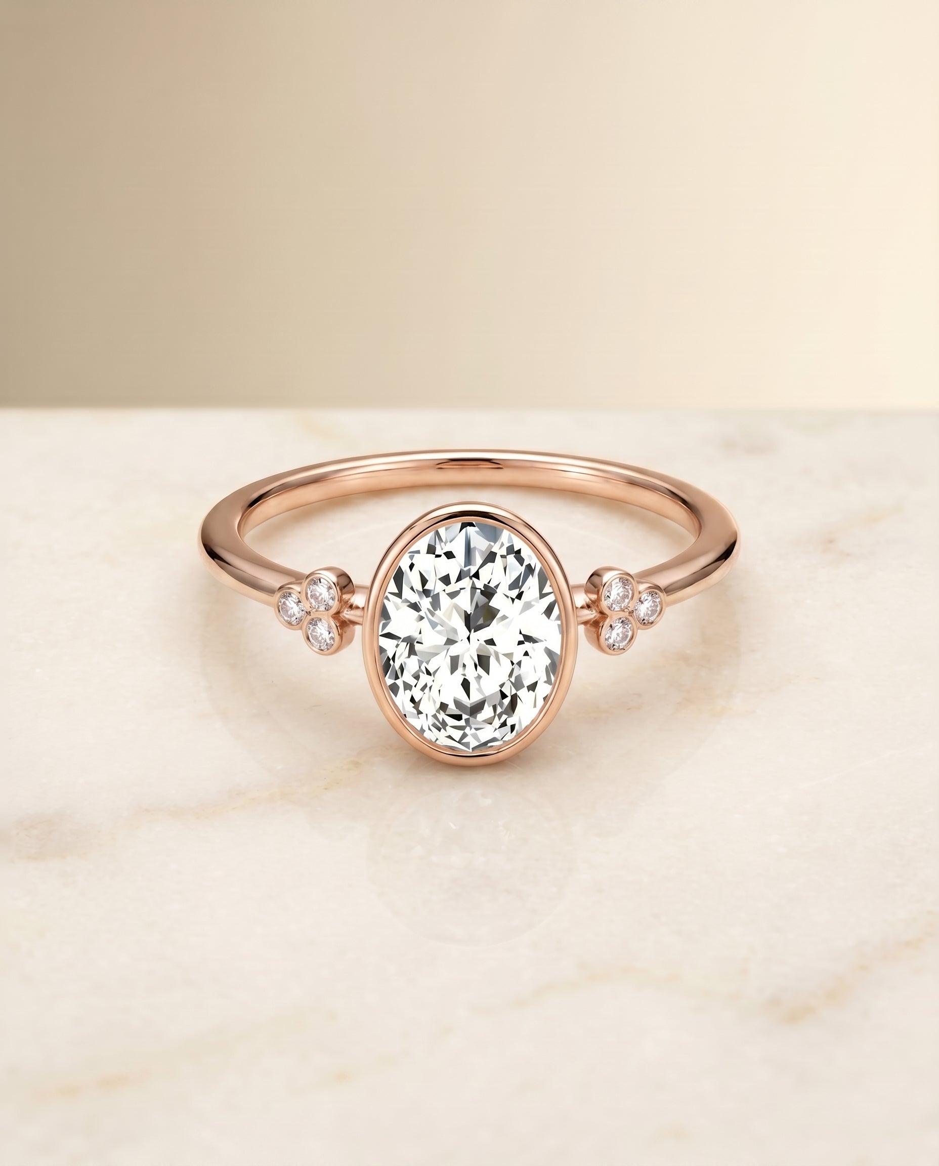 The Selena Toi et Moi Engagement Ring Setting for Oval Diamonds in 14K Rose Gold