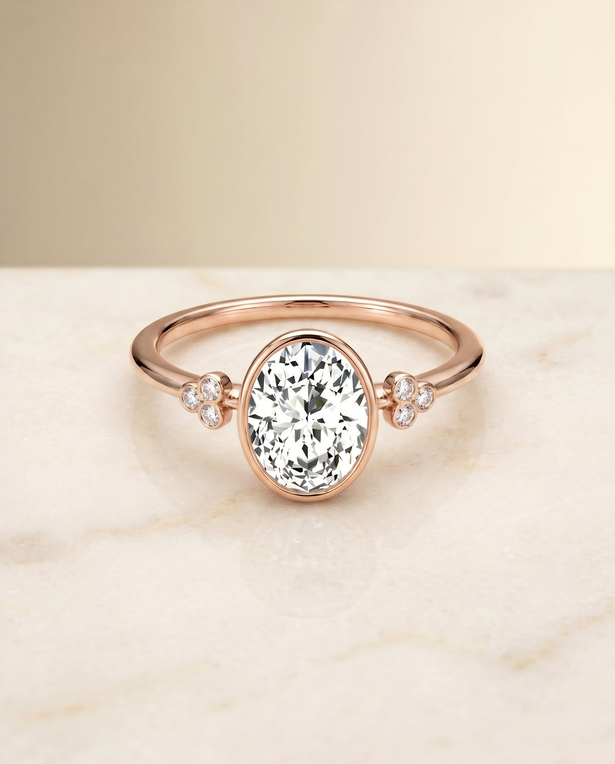 The Selena oval engagement ring setting in 14K Rose Gold | RockHer