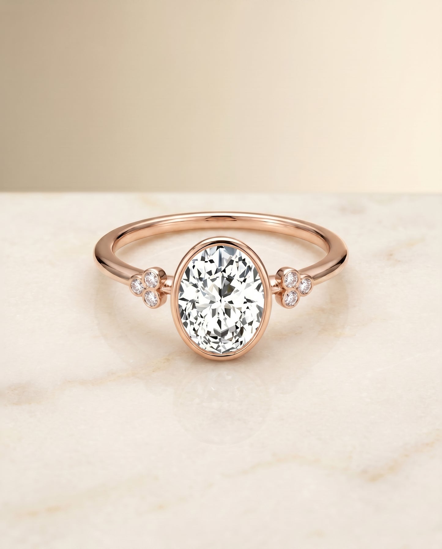 The Selena Toi et Moi Engagement Ring Setting for Oval Diamonds in 14K Rose Gold