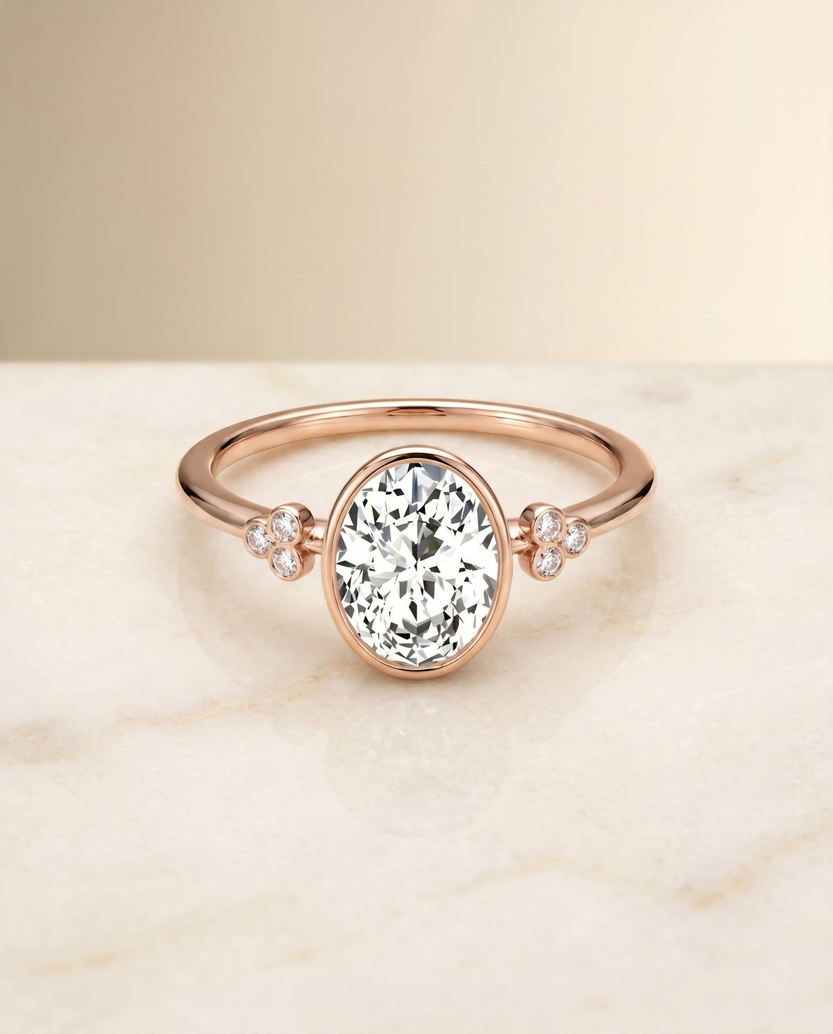 The Selena oval engagement ring setting in 14K Rose Gold | RockHer