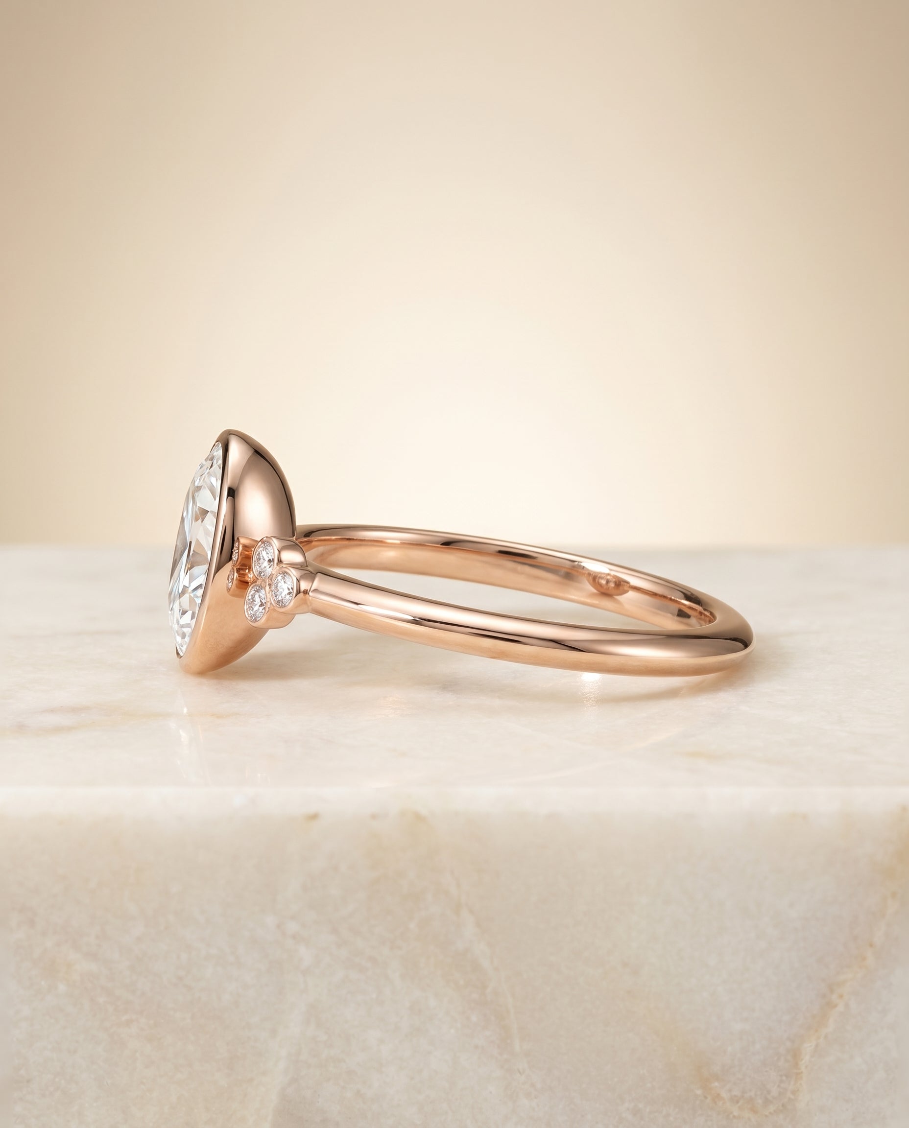 The Selena setting for oval diamonds, made to order in 14K Rose Gold | RockHer