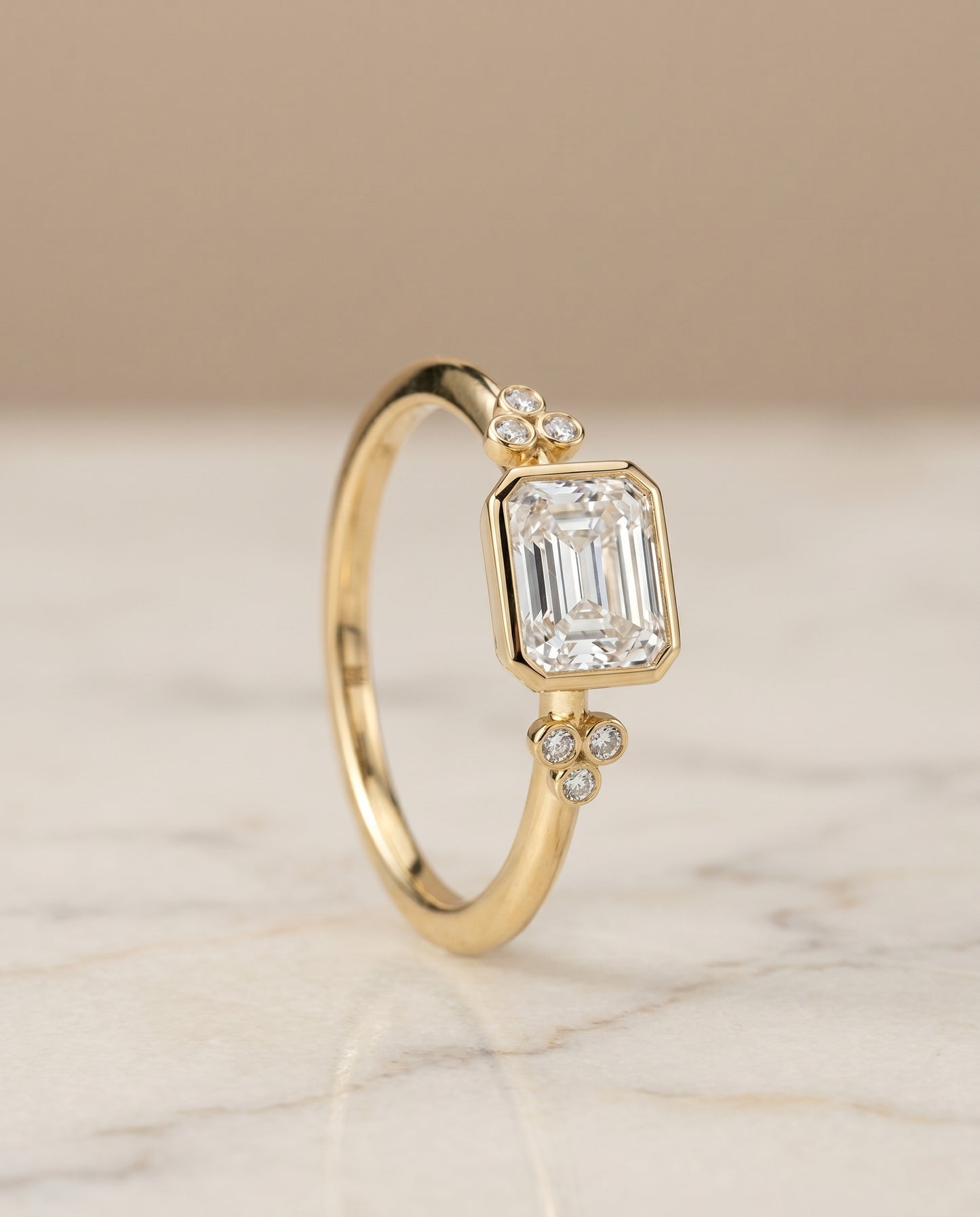 The Selena Toi et Moi Engagement Ring Setting for Radiant Diamonds in 18K Yellow Gold