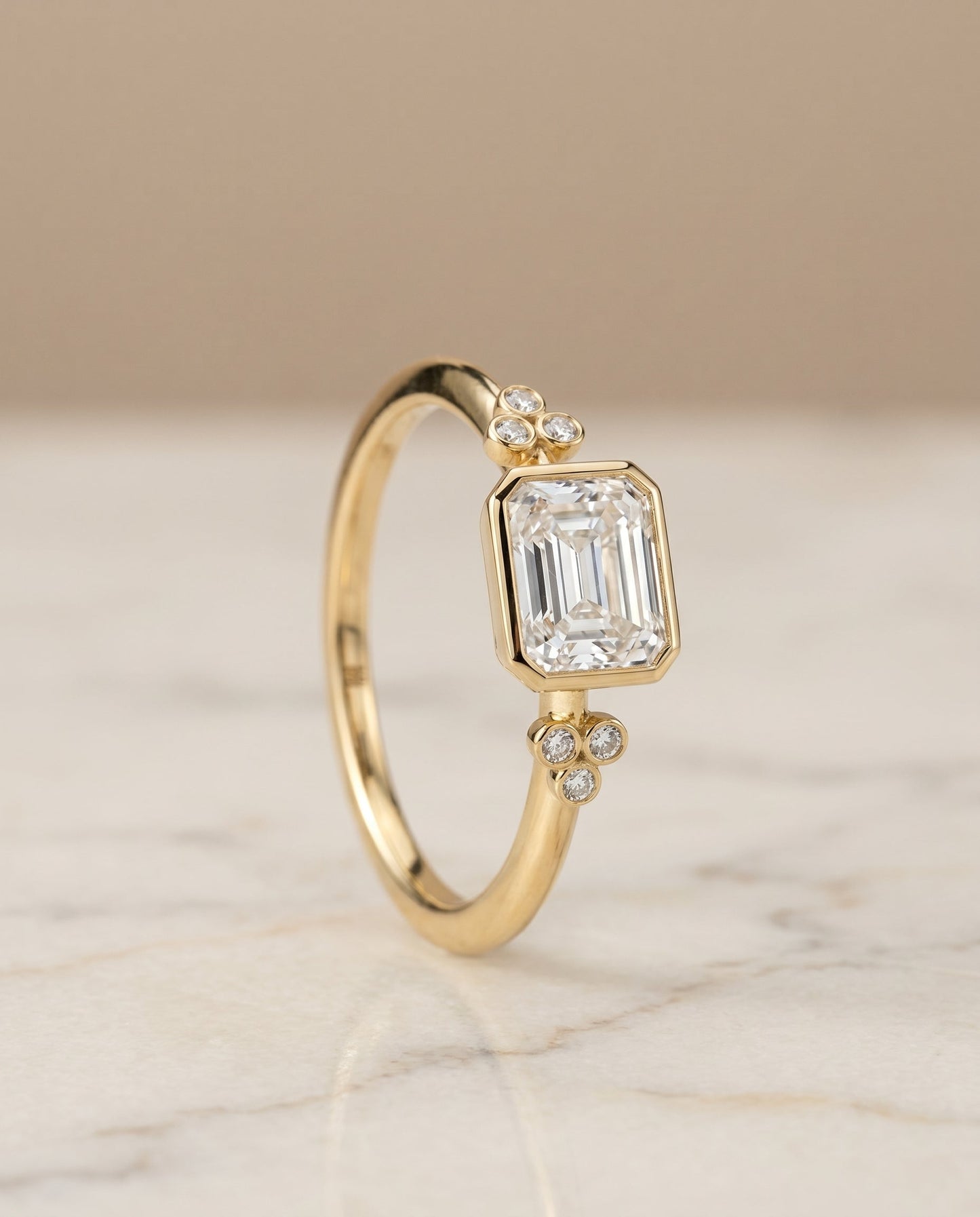 The Selena Select Bezel Solitaire Engagement Ring with Lab Diamond in 18K Yellow Gold - view 2