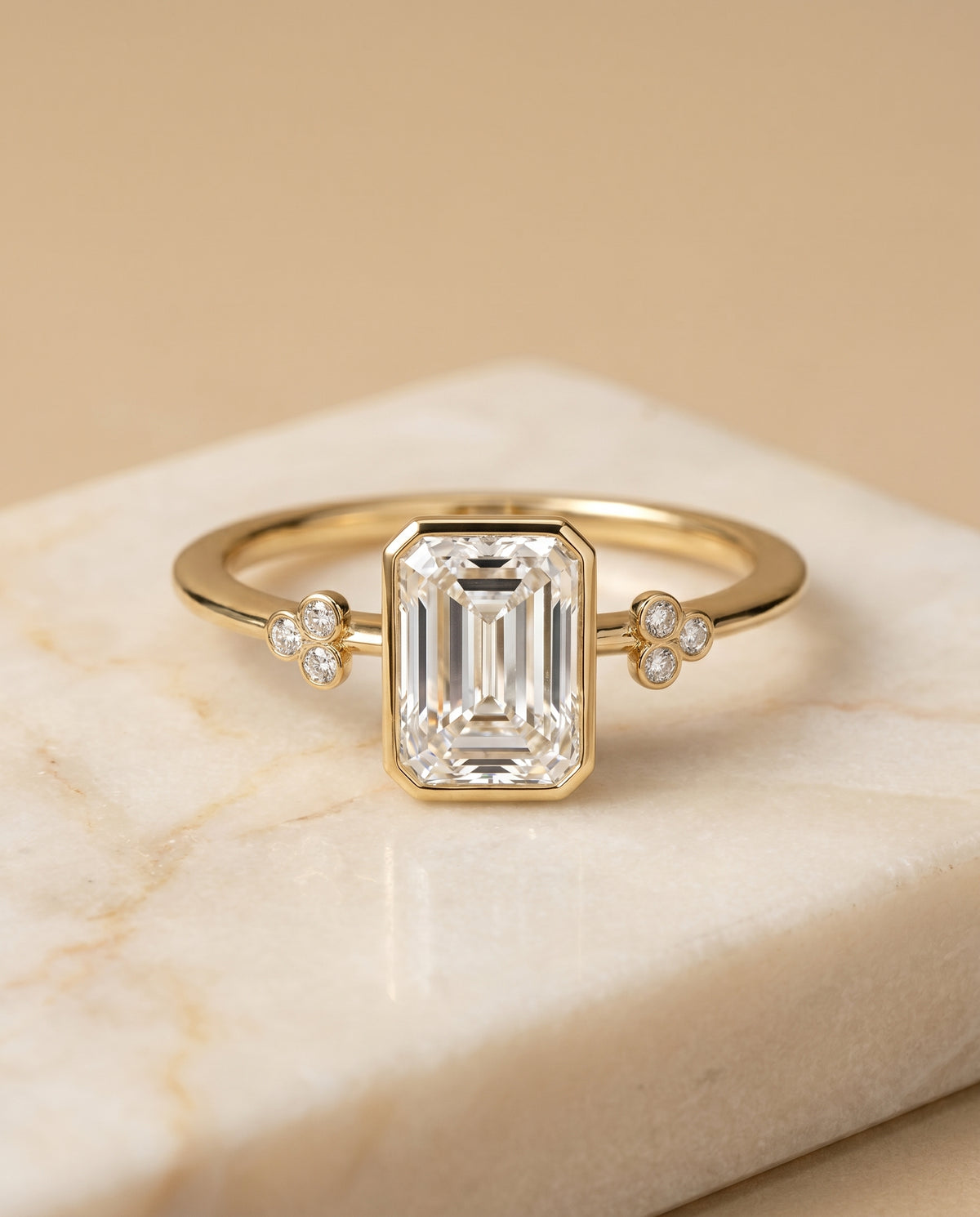 The Selena radiant engagement ring setting in 18K Yellow Gold | RockHer