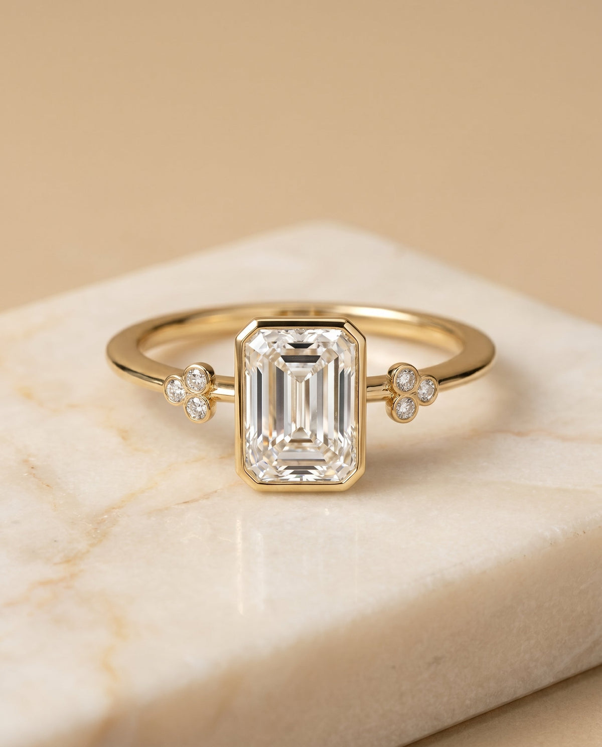 The Selena radiant engagement ring setting in 18K Yellow Gold | RockHer