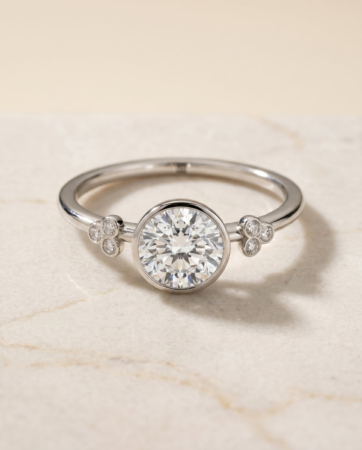 The Selena round engagement ring setting in 18K White Gold | RockHer