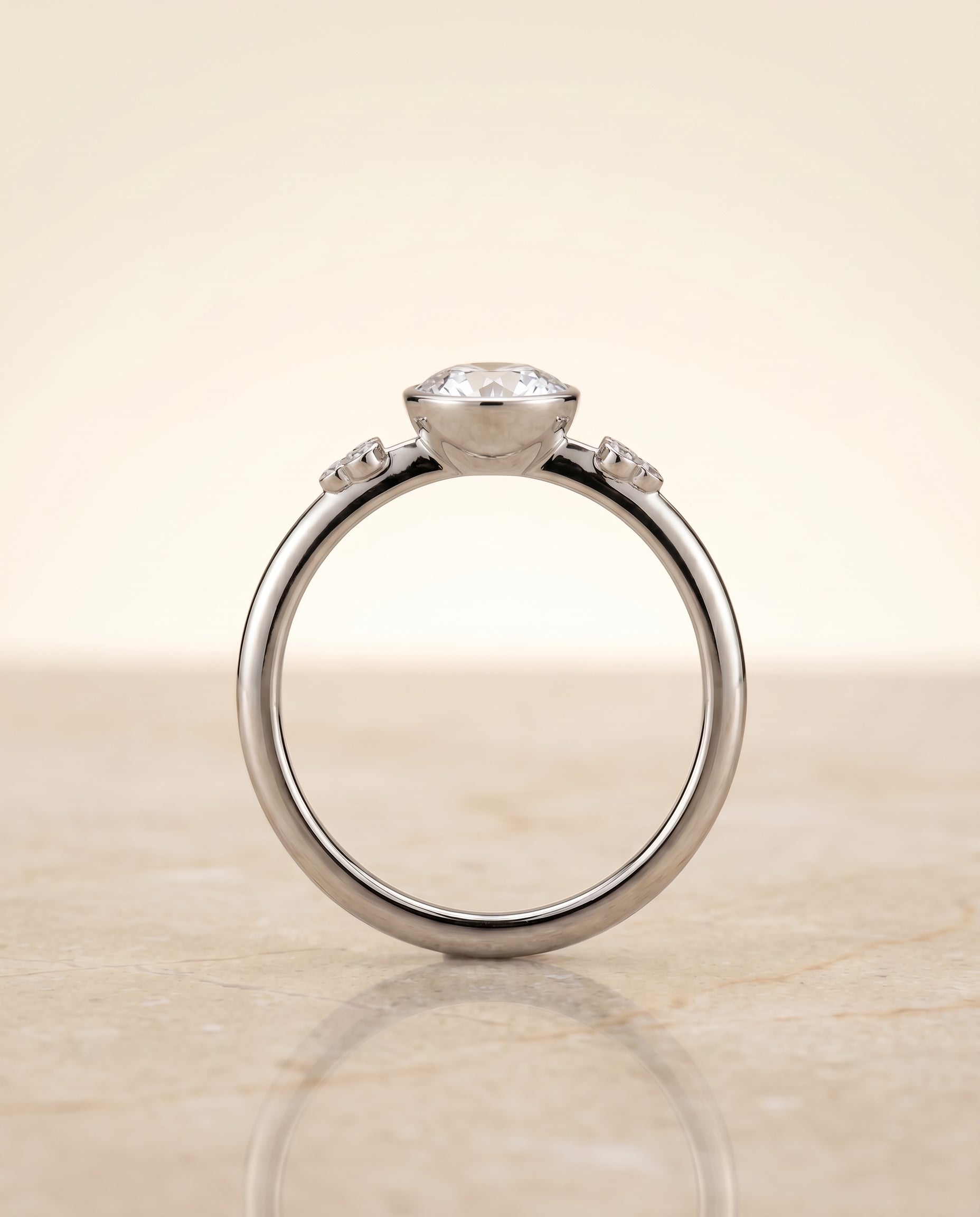 The Selena setting for round diamonds, made to order in Platinum | RockHer