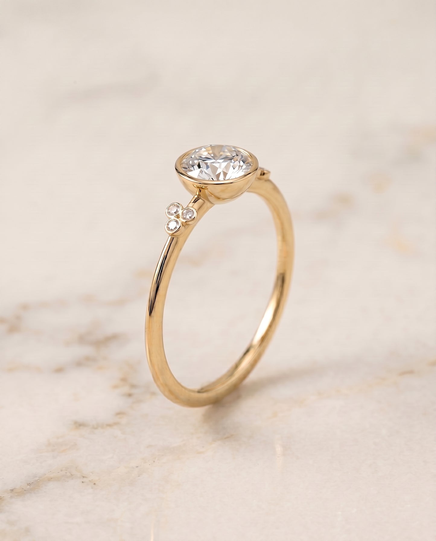 The Selena Toi et Moi Engagement Ring Setting for Round Diamonds in 18K Yellow Gold