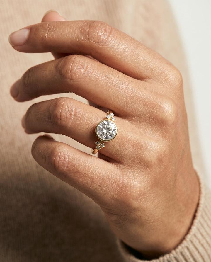 The Selena Select Bezel Solitaire Engagement Ring with Lab Diamond in 18K Yellow Gold - view 3