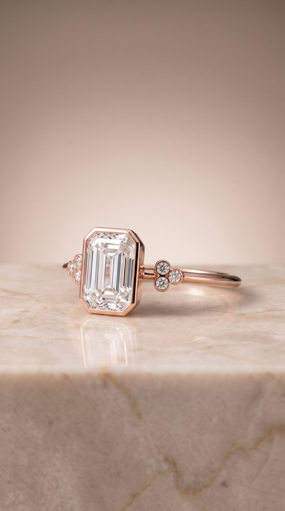 The Selena emerald engagement ring setting in 14K Rose Gold | RockHer
