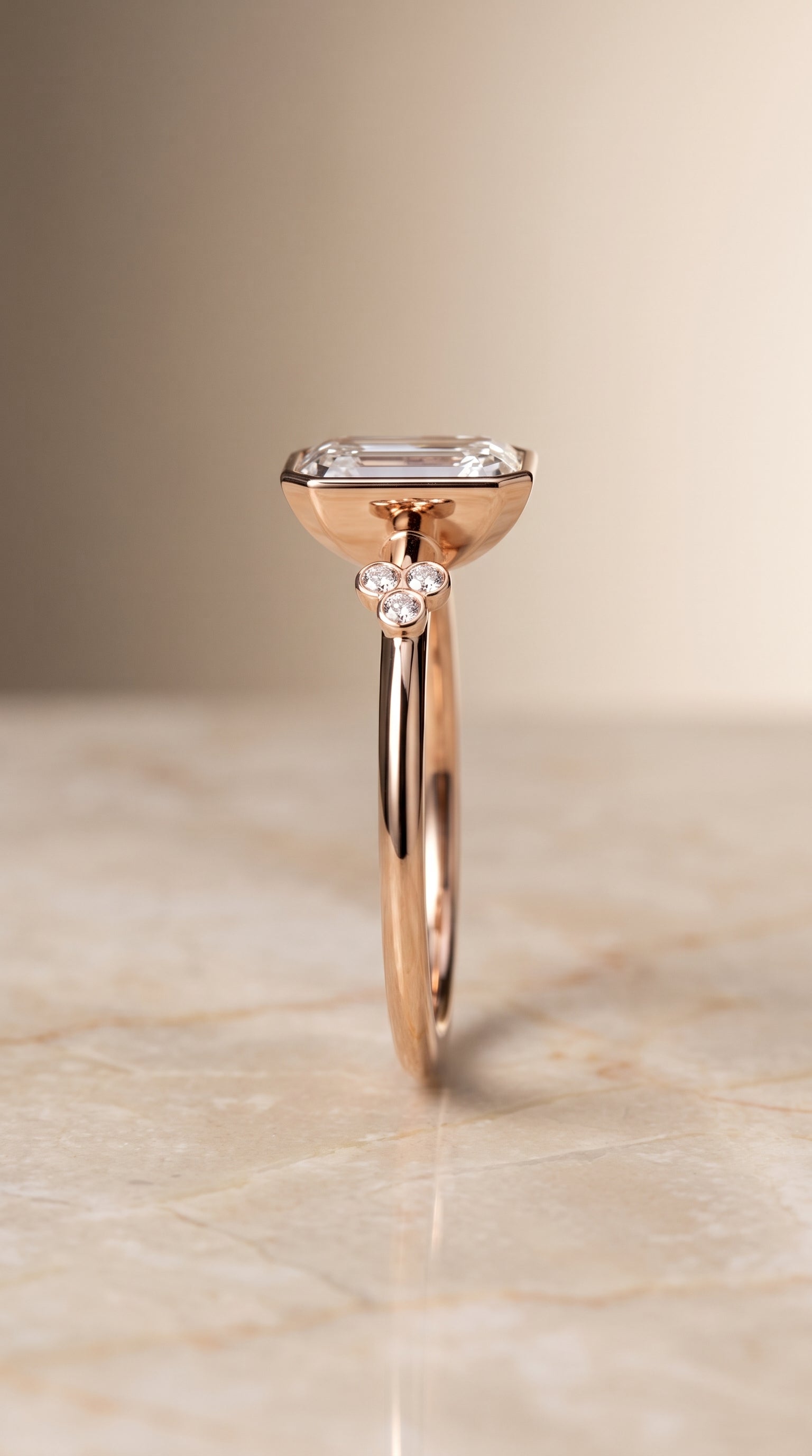 The Selena setting for emerald diamonds, made to order in 14K Rose Gold | RockHer