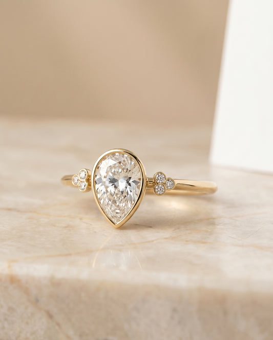 The Selena Toi et Moi Engagement Ring Setting for Princess Diamonds in 18K Yellow Gold