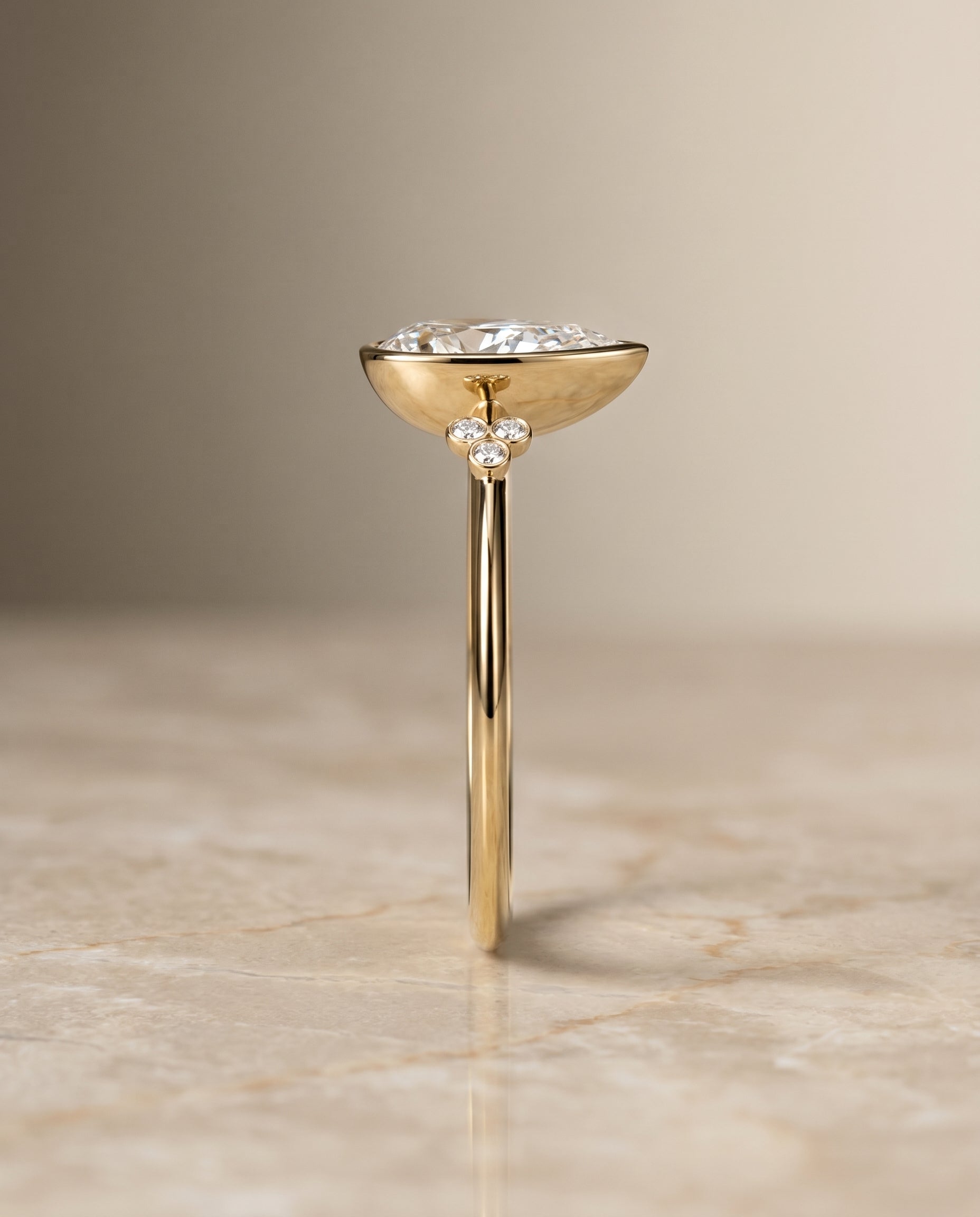 The Selena setting for princess diamonds, made to order in 18K Yellow Gold | RockHer