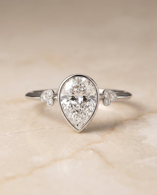 The Selena Toi et Moi Engagement Ring Setting for Princess Diamonds in 18K White Gold