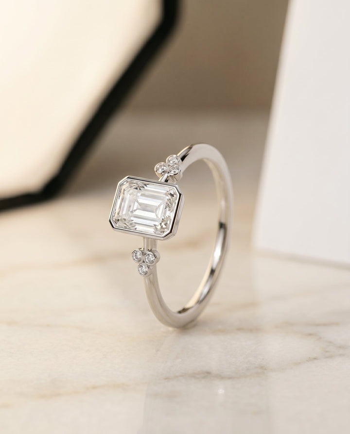 The Selena Select Bezel Solitaire Engagement Ring with Lab Diamond in Platinum - view 5