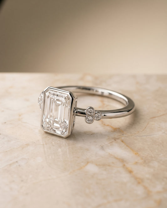 The Selena Toi et Moi Engagement Ring Setting for Radiant Diamonds in Platinum