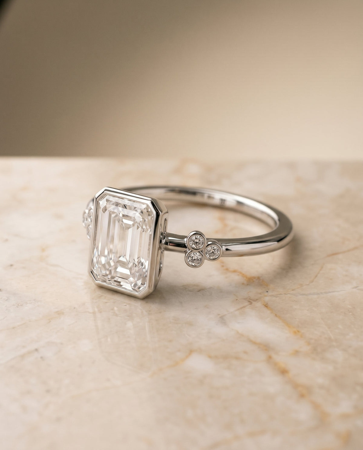 The Selena radiant engagement ring setting in 18K White Gold | RockHer