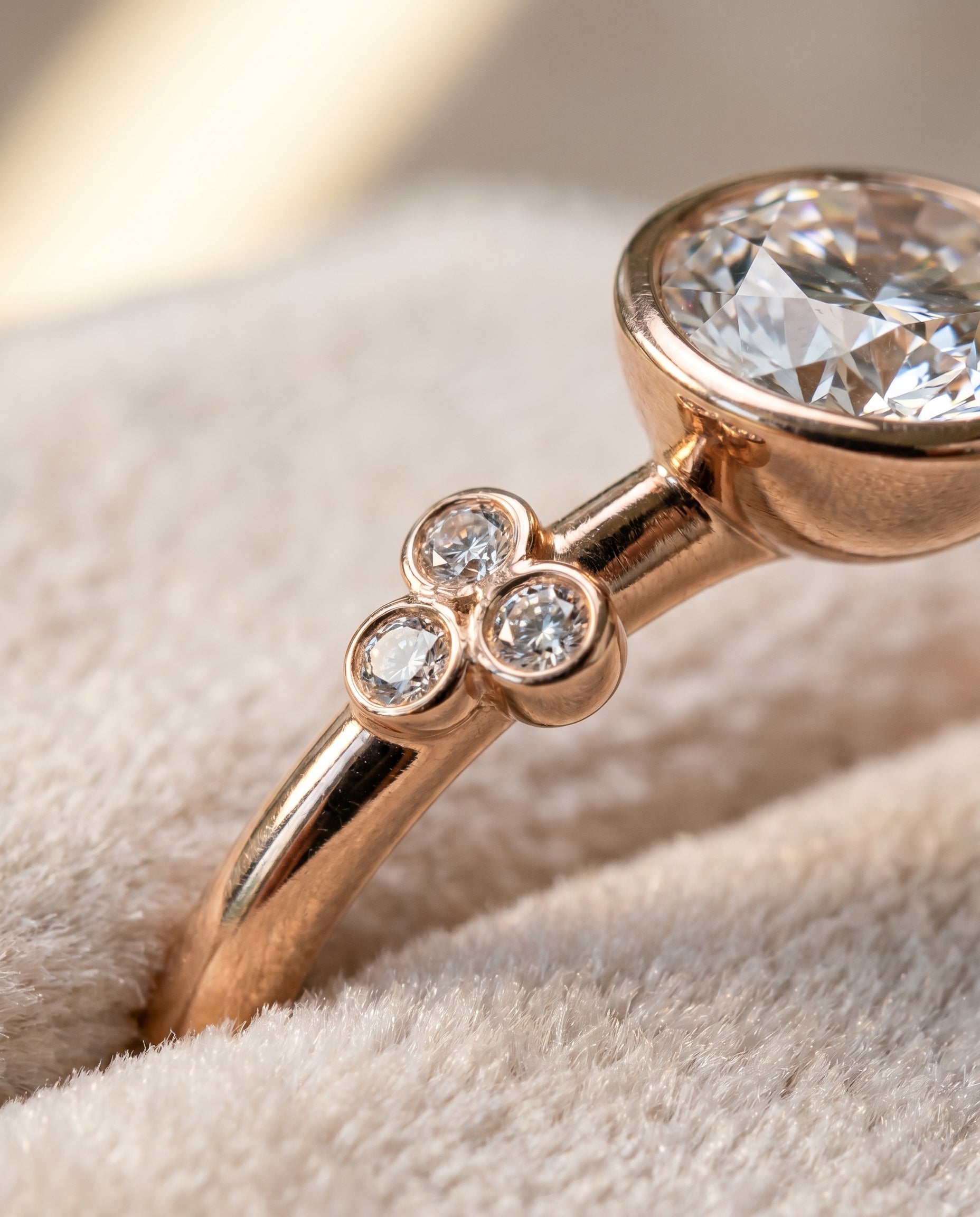 14K Rose Gold band of The Selena round engagement ring setting | RockHer