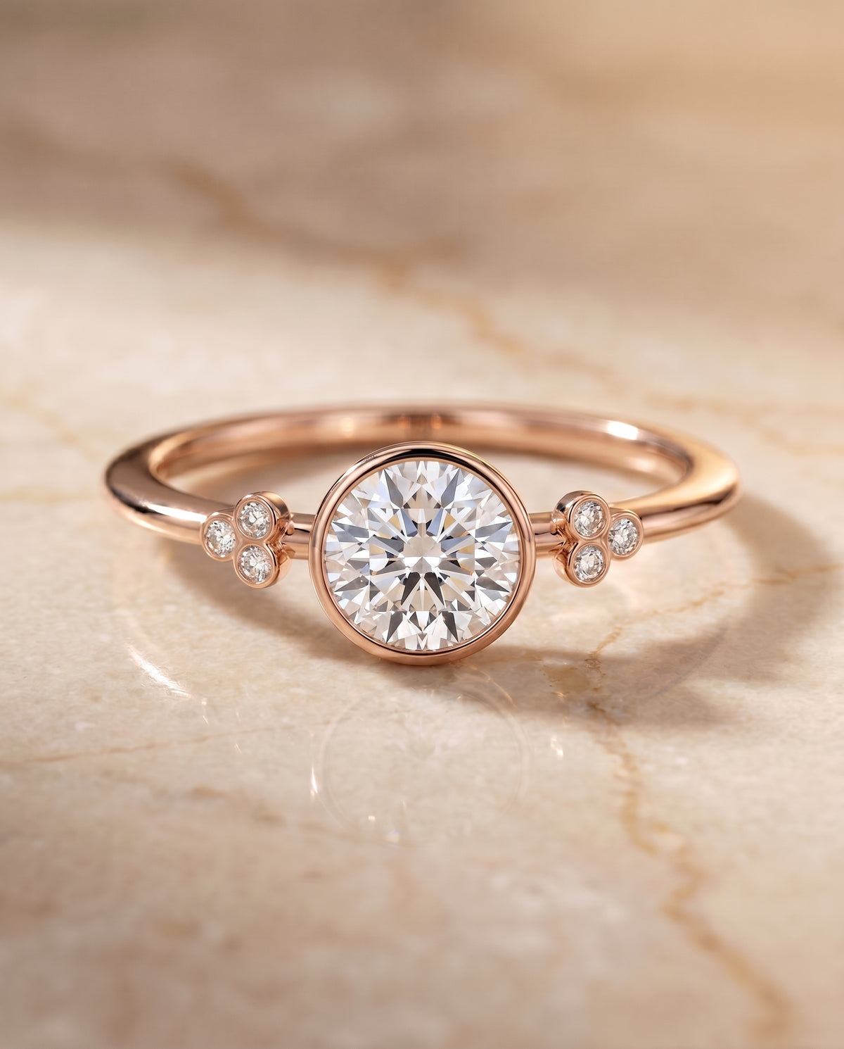 The Selena round engagement ring setting in 14K Rose Gold | RockHer