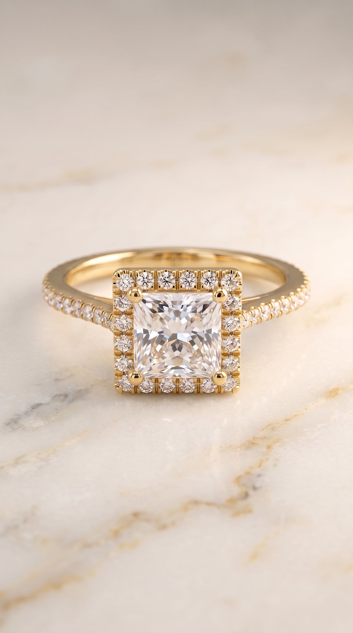 The Sonata princess engagement ring setting in 18K Yellow Gold | RockHer