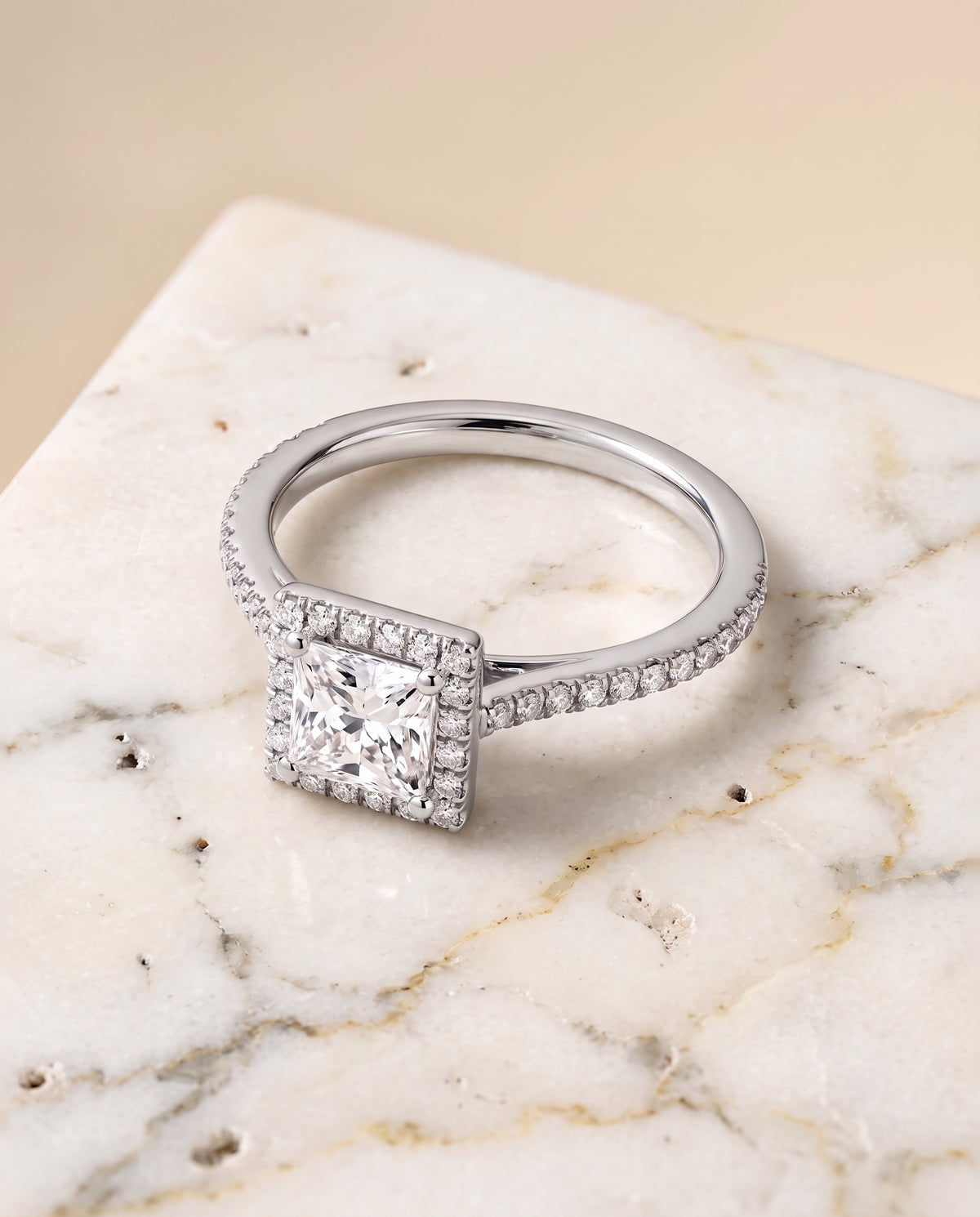 The Sonata princess engagement ring setting in Platinum | RockHer