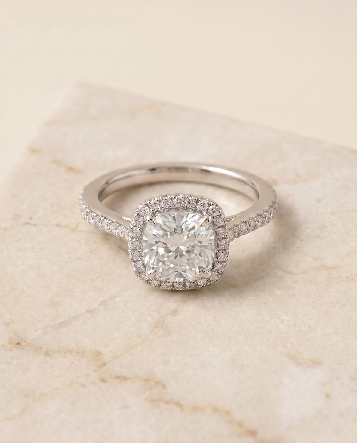 The Sonata cushion engagement ring setting in Platinum | RockHer
