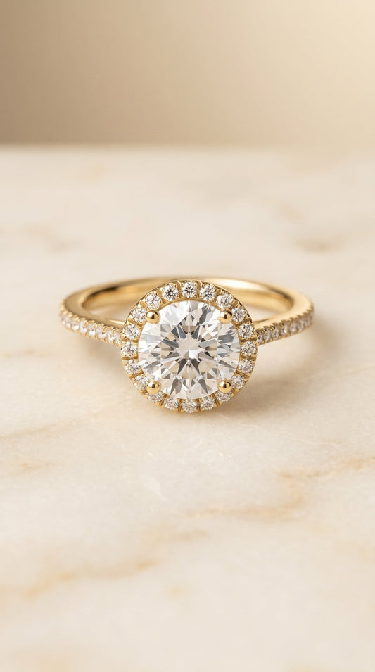 The Sonata Select Halo Engagement Ring with Lab Diamond in 18K Yellow Gold - view 1