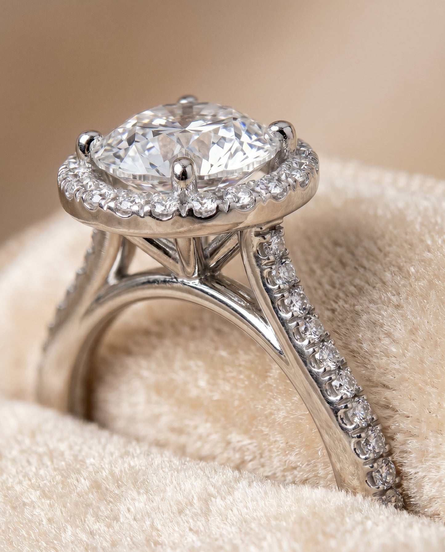 The Sonata Select Halo Engagement Ring with Lab Diamond in 18K White Gold - view 4