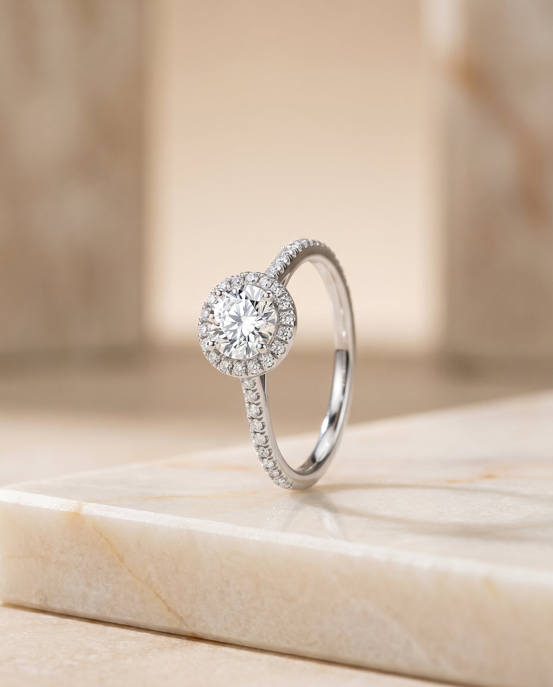 The Sonata setting for round diamonds, made to order in Platinum | RockHer