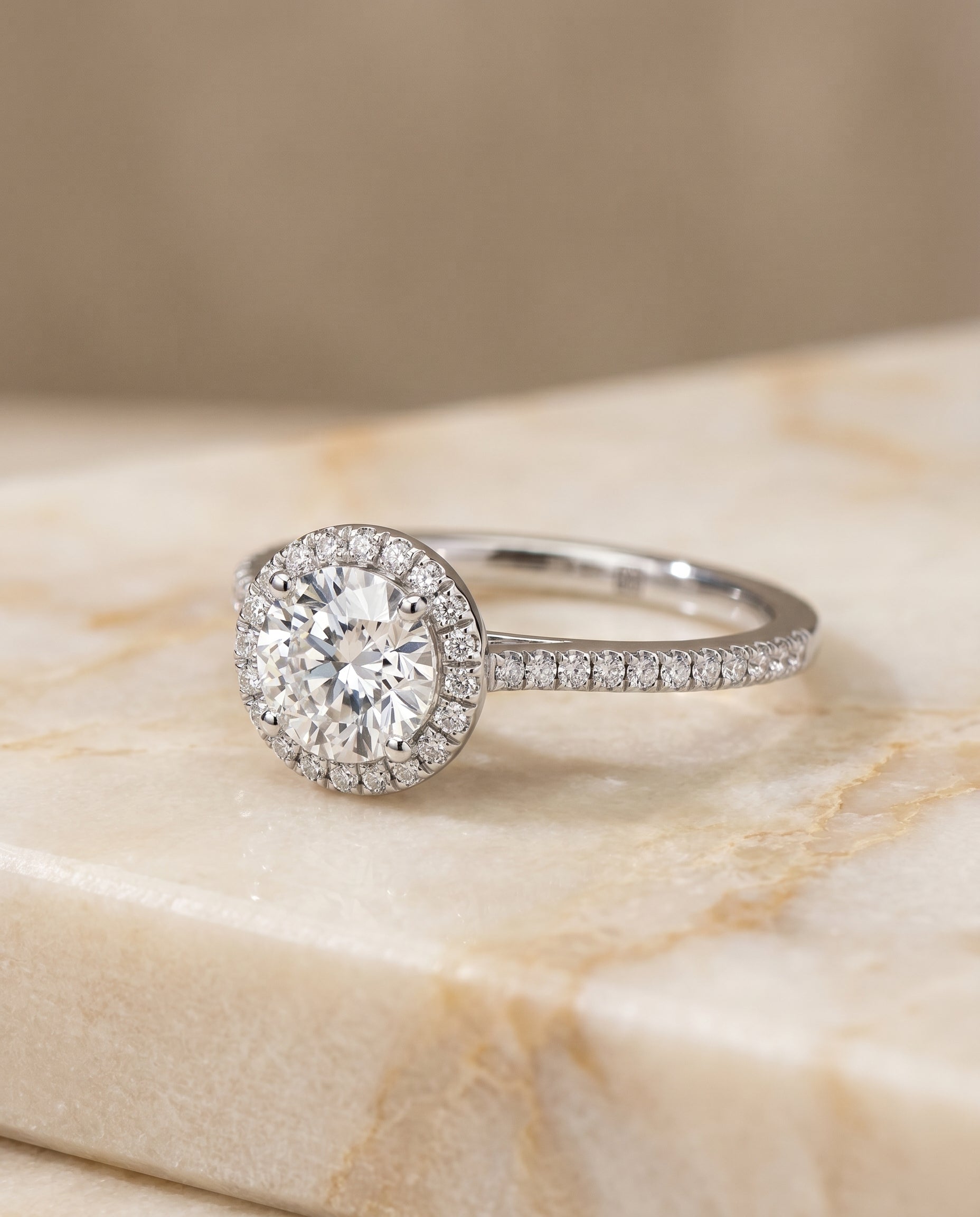 The Sonata Select Halo Engagement Ring with Lab Diamond in 18K White Gold - view 1