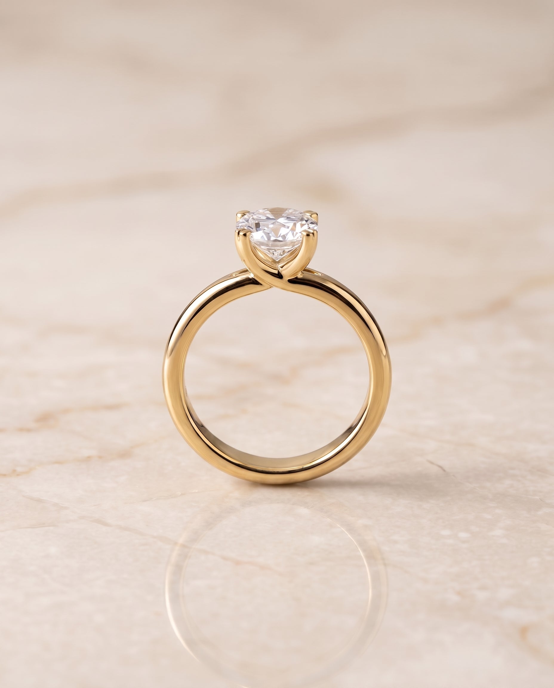 The Spring East West Eight Claw Comfort Fit Solitaire Oval Engagement Ring Setting in 18K Yellow Gold