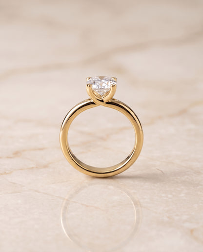 The Spring East West Eight Claw Comfort Fit Solitaire Oval Engagement Ring Setting in 18K Yellow Gold