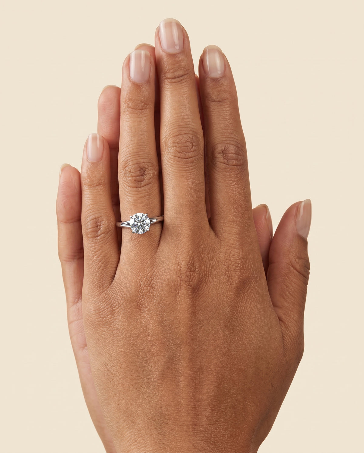 The Spring East West Eight Claw Comfort Fit Solitaire Round Engagement Ring Setting in Platinum