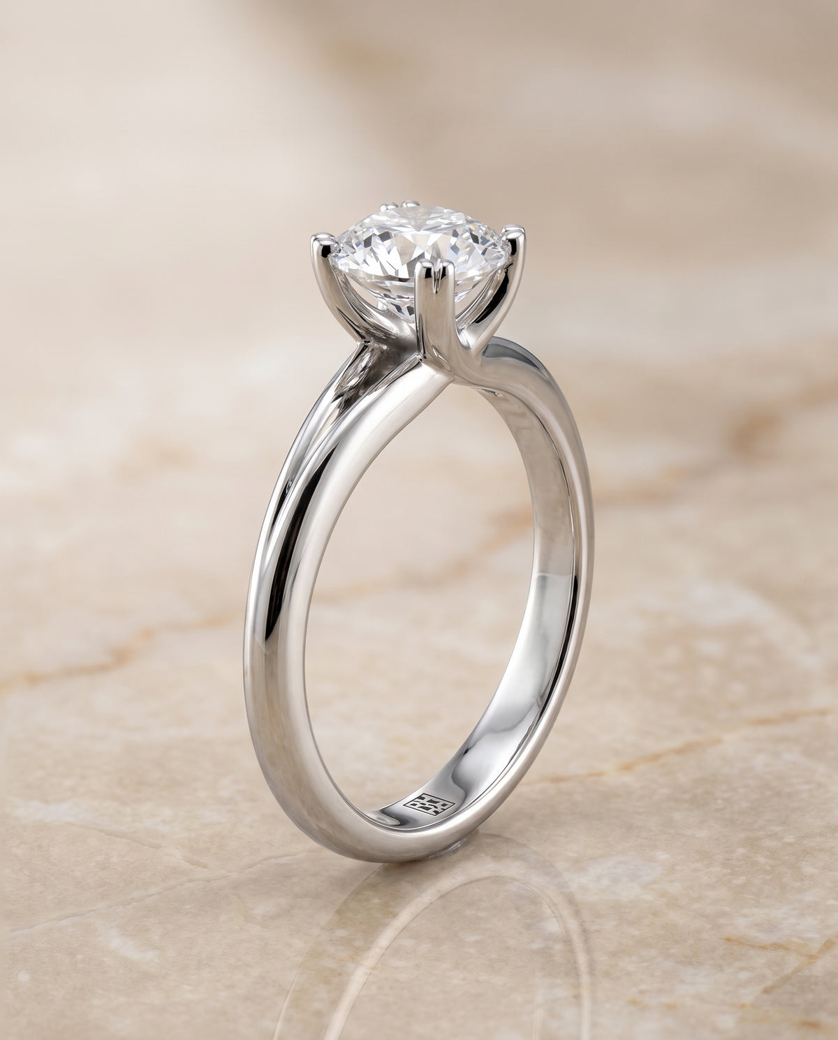 The Spring East West Eight Claw Comfort Fit Solitaire Round Engagement Ring Setting in Platinum