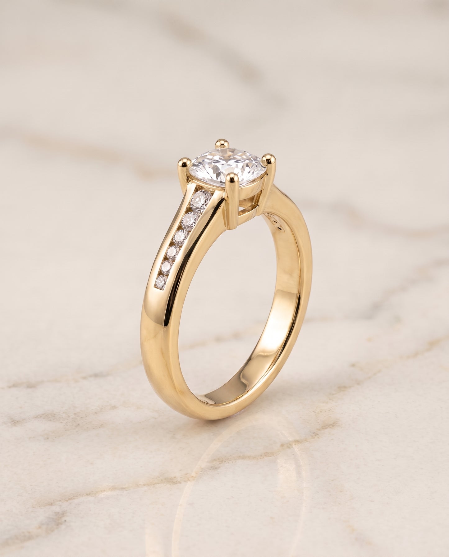 The Stevie Contemporary Channel Cushion Cut Engagement Ring Setting in 18K Yellow Gold