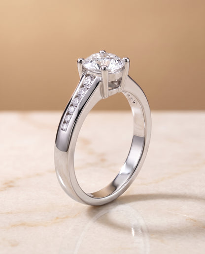 The Stevie Contemporary Channel Cushion Cut Engagement Ring Setting in Platinum