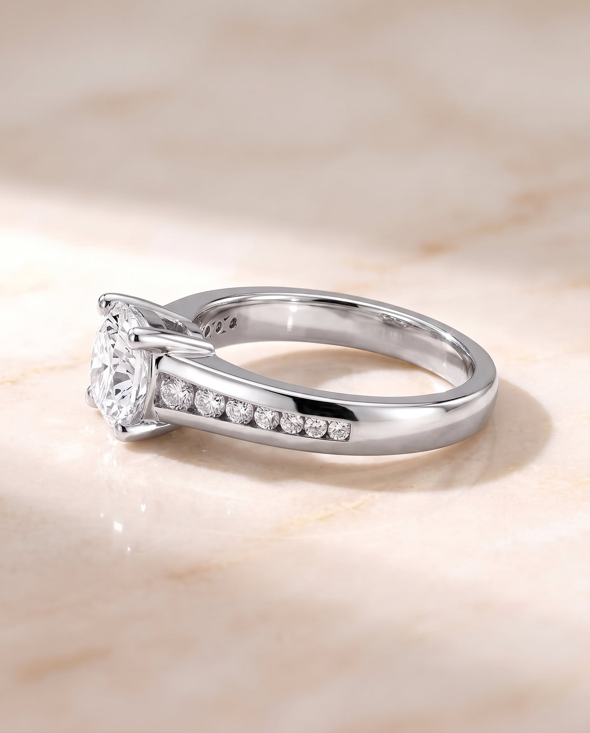 The Stevie Contemporary Channel Cushion Cut Engagement Ring Setting in Platinum