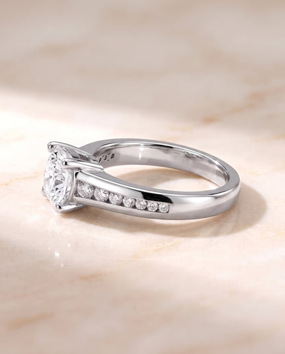 The Stevie Contemporary Channel Cushion Cut Engagement Ring Setting in Platinum