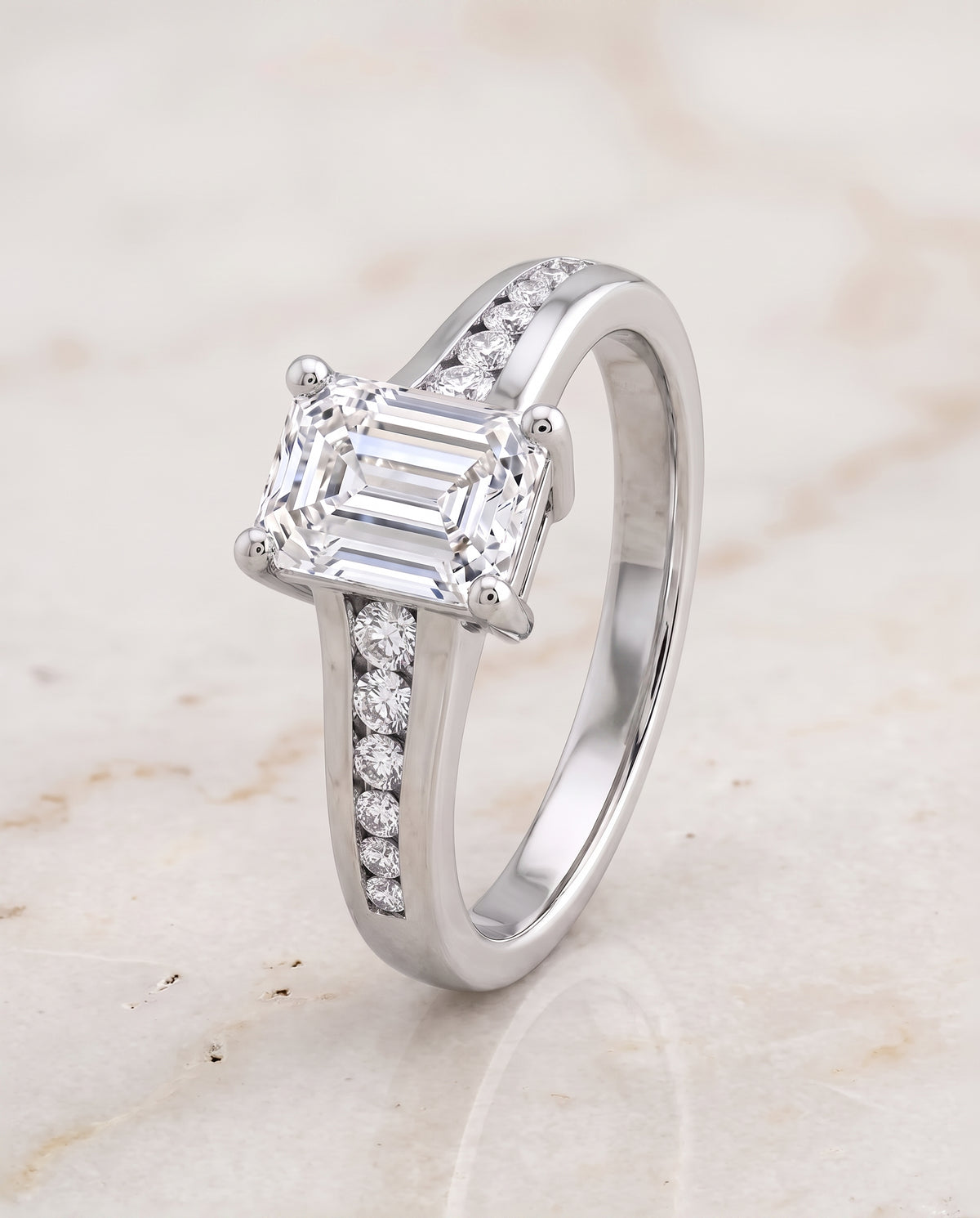 The Stevie Contemporary Channel Emerald Cut Engagement Ring Setting in Platinum