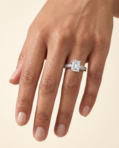 The Stevie Contemporary Channel Emerald Cut Engagement Ring Setting in Platinum