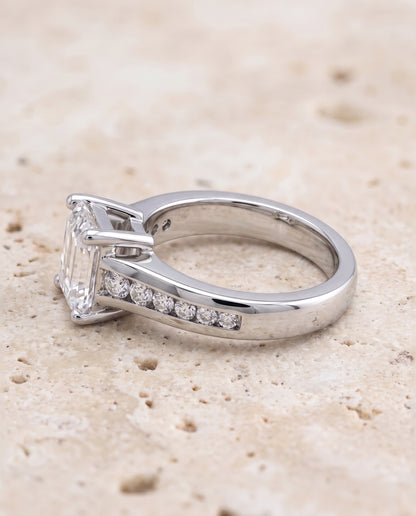 The Stevie Contemporary Channel Emerald Cut Engagement Ring Setting in Platinum