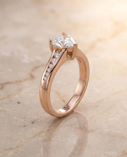 The Stevie Contemporary Channel Heart Engagement Ring Setting in 14K Rose Gold
