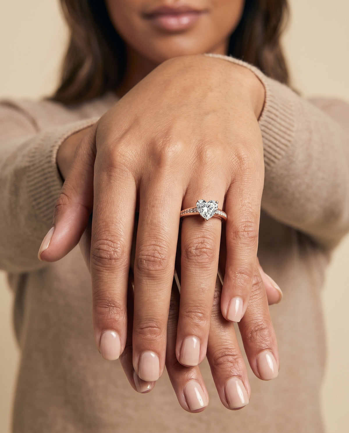 The Stevie Contemporary Channel Heart Engagement Ring Setting in 14K Rose Gold