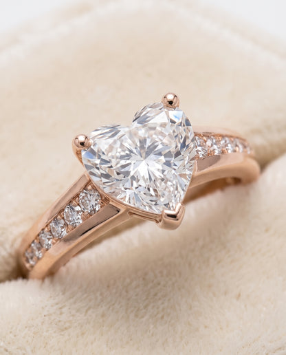 The Stevie Contemporary Channel Heart Engagement Ring Setting in 14K Rose Gold