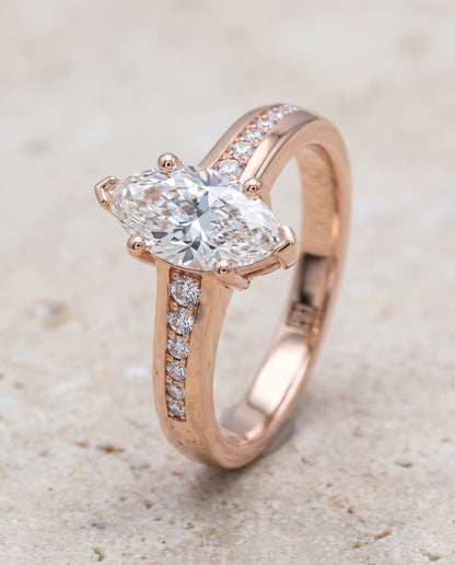 The Stevie Contemporary Channel Marquise Engagement Ring Setting in 14K Rose Gold