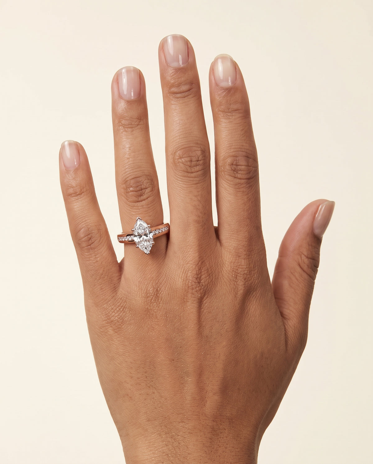 The Stevie Contemporary Channel Marquise Engagement Ring Setting in 14K Rose Gold