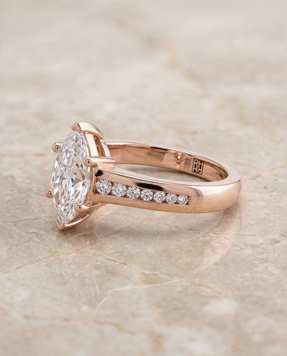 The Stevie Contemporary Channel Marquise Engagement Ring Setting in 14K Rose Gold