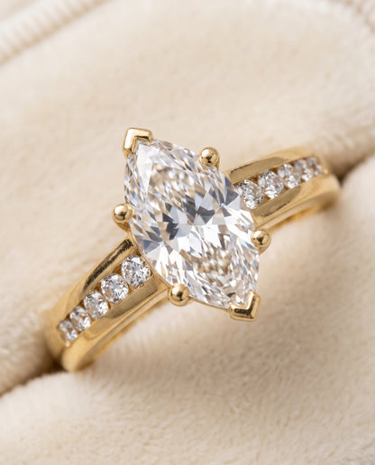 The Stevie Contemporary Channel Marquise Engagement Ring Setting in 18K Yellow Gold