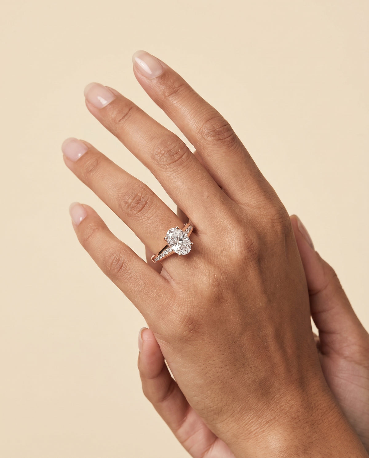The Stevie Contemporary Channel Oval Engagement Ring Setting in 14K Rose Gold