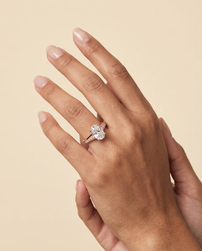The Stevie Contemporary Channel Oval Engagement Ring Setting in 14K Rose Gold